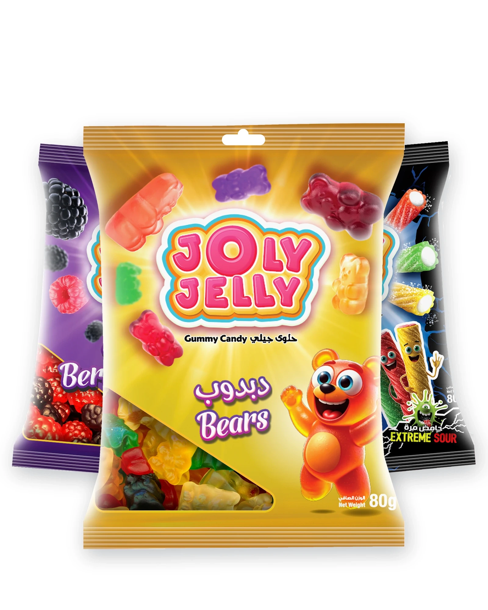 JOLY JELLY gummy candy and licorice in 80g bags