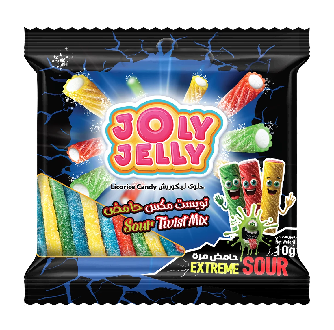 JOLY JELLY Sour Twist Mix licorice candy, 10g sachet