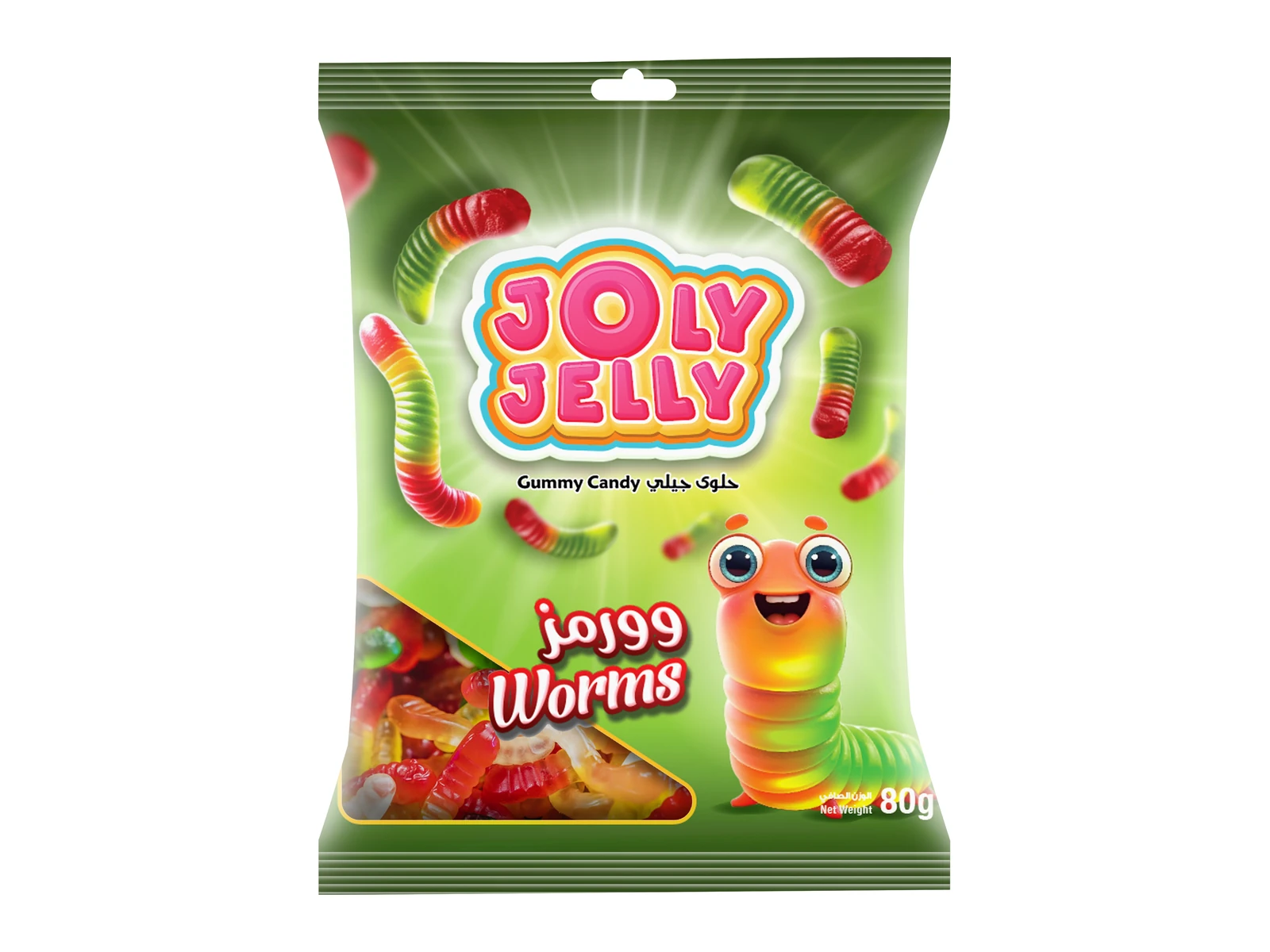 JOLY JELLY Worms gummy candy, 80g bag